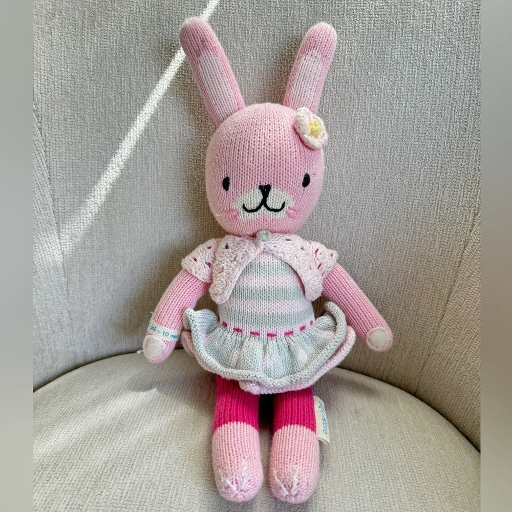 Cuddle + Kind Chloe the bunny knit cardigan 13” cardigan daisy stuffed animal